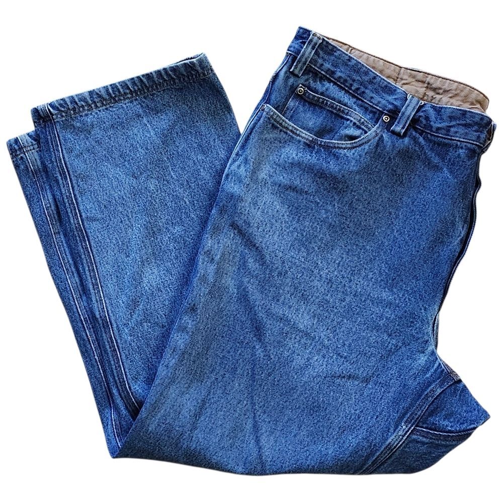 Duluth Trading Blue Denim Firehose Jeans. Sz. 46x30